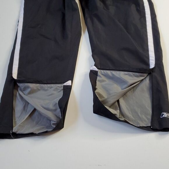 L REEBOK BLACK ZIP MESH POCKETS TRACK PANTS LARGE - Picture 7 of 9